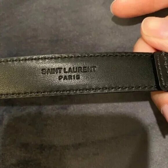 YSL Monogram Narrow Leather Slim Belt - Picture 5 of 7